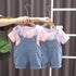 Children's short sleeve set thin breathable T-shirt dinosaur Girl Doll collar children's set